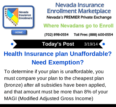 Post 3-19-14 | Health plan Unaffordable? Need Exemption?