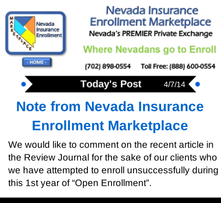 Post 4-7-14 | Note from Nevada Insurance Enrollment