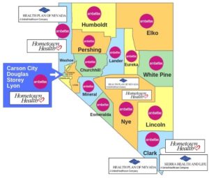 2019 Nevada Counties health insurance map