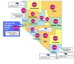 2019 Nevada Counties Health Insurance Map - updated 3-1-19