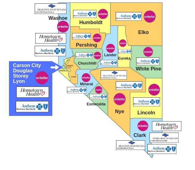 2020 Nevada Counties Health Insurance Map