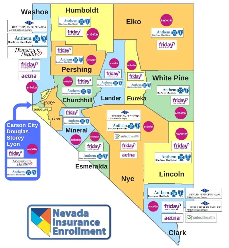 2022 Nevada Health Insurance Companies by County - Map