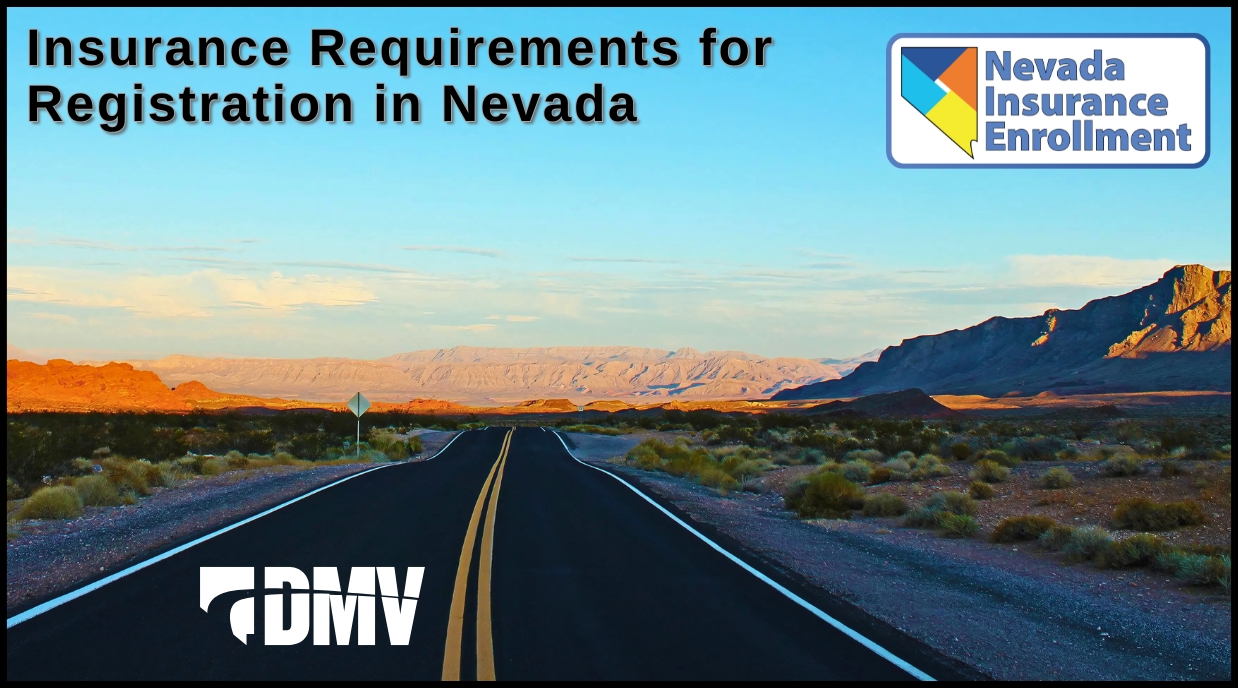 Nevada Insurance Enrollment logo - Nevada State outline divided into four colors of dark blue, light blue, orange and yellow