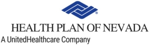 Black letters Health Plan of Nevada with blue logo above.