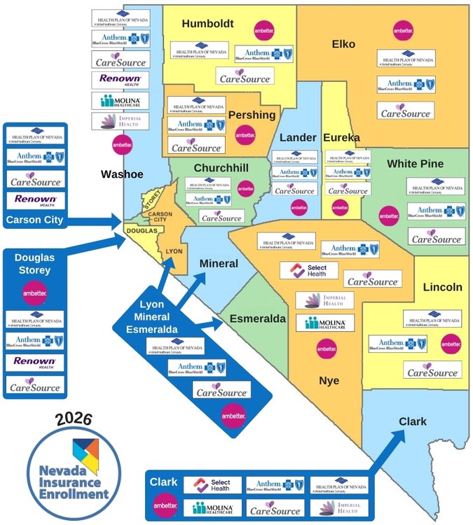 2026 Nevada ON Exchange Health Insurance Carrier Coverage by County Map - mobile